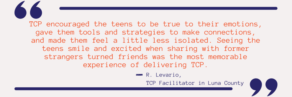 quote from teen connection project facilitator