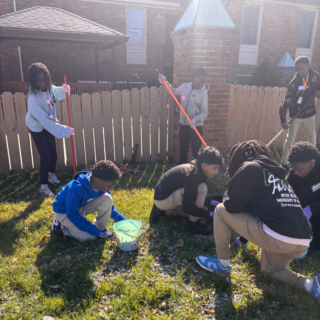 group of teens doing community service learning