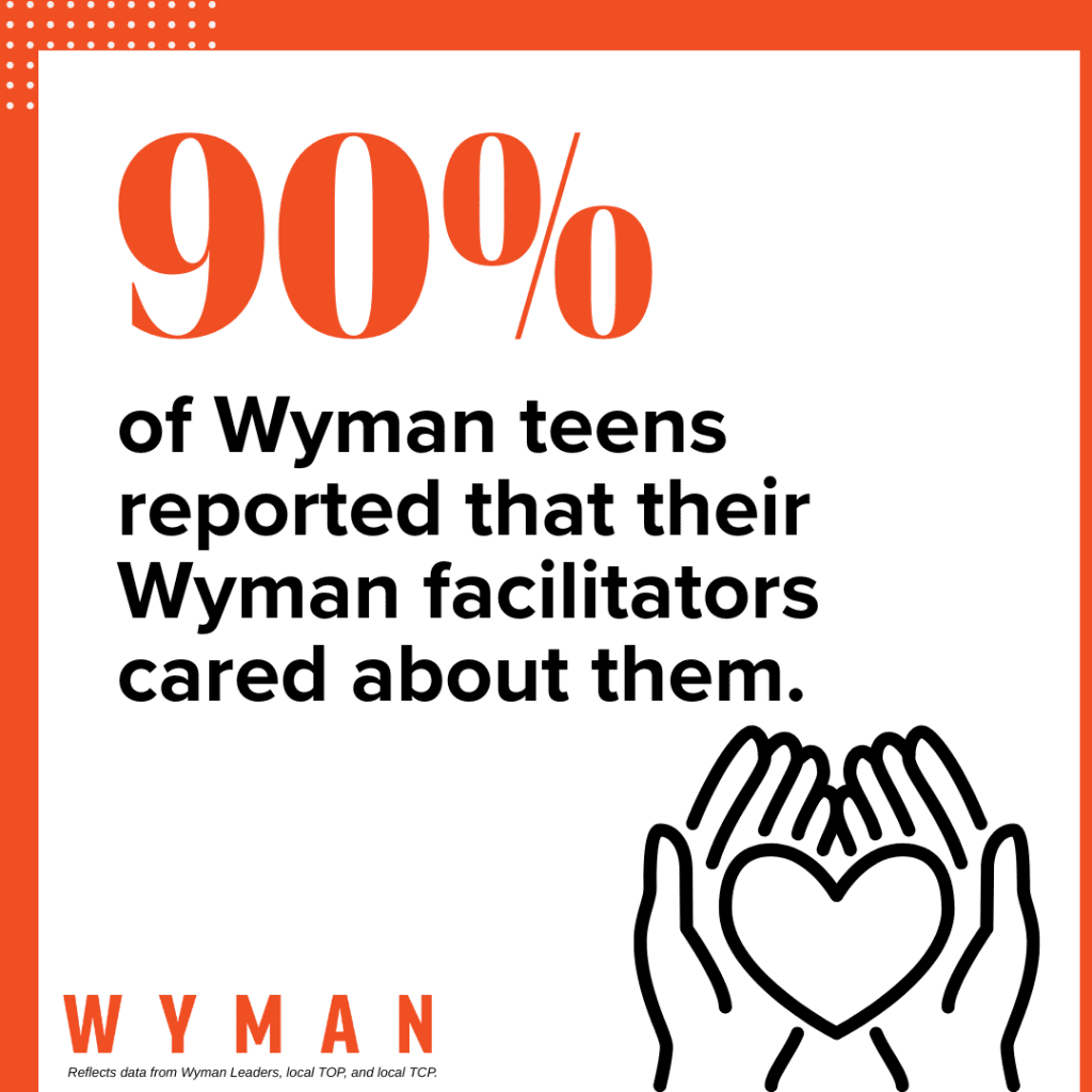 graphic representing Wyman facilitators caring about teens